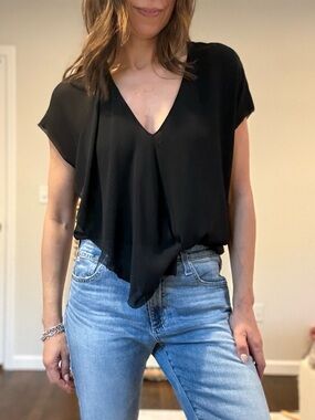 T Babaton Aritzia Black Sheer Silk Top